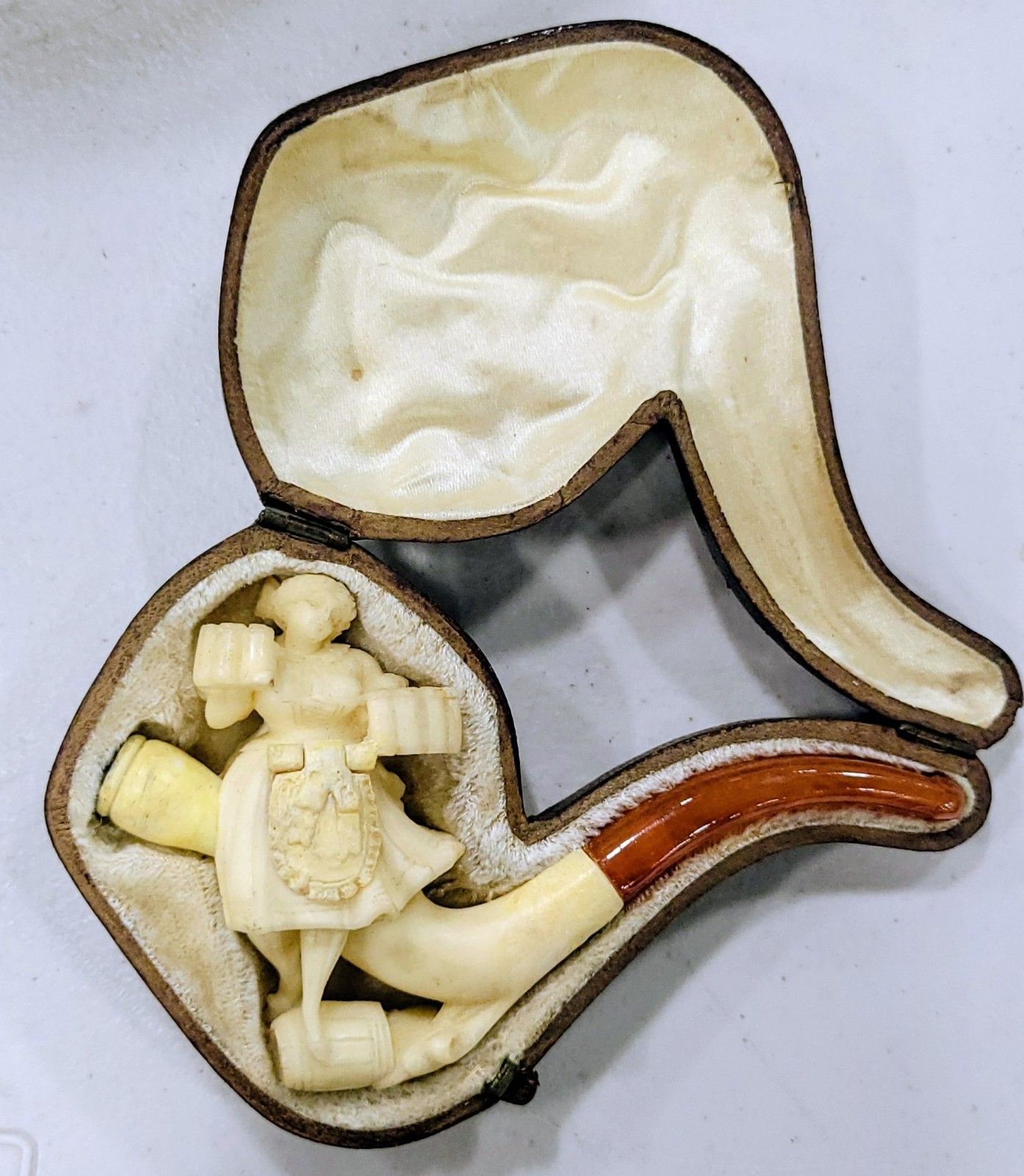 Antique Carved Meerschaum Pipe German Beer Maid Girl HIDDEN SECRET EROTIC - RARE Antique Carved Meerschaum Pipe German Beer Maid Girl HIDDEN SECRET EROTIC - RARE