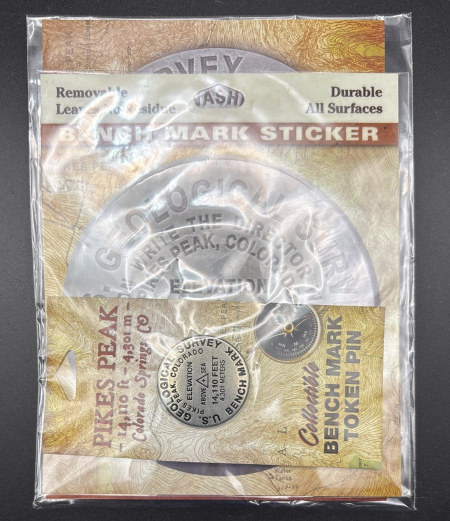 Pikes Peak - Bench Mark - Commemorative Collectible Pin & Sticker Set Pikes Peak - Bench Mark - Commemorative Collectible Pin & Sticker Set