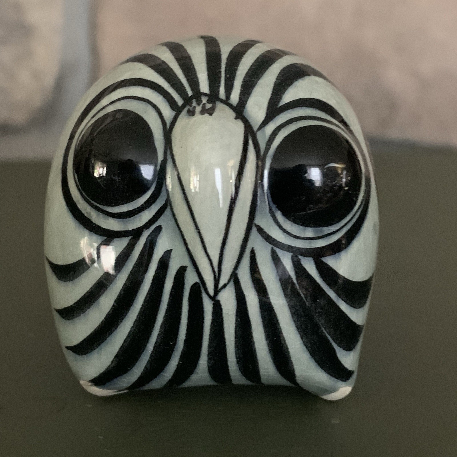 Mexican Tonala Pottery Owl Figurine Vintage 2.25”