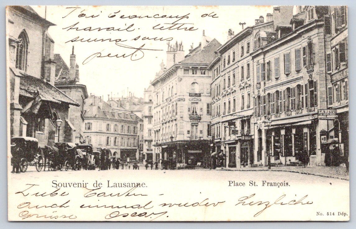 Antique Switzerland Postcard LAUSANNE Place St. Francois 1901 Antique Switzerland Postcard LAUSANNE Place St. Francois 1901