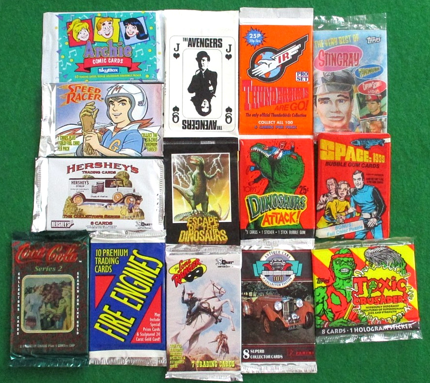 VINTAGE WAX  & FOIL PACK LOT 14 DIFFERENT CARD SERIES-LONE RANGER-SPACE 1999++++