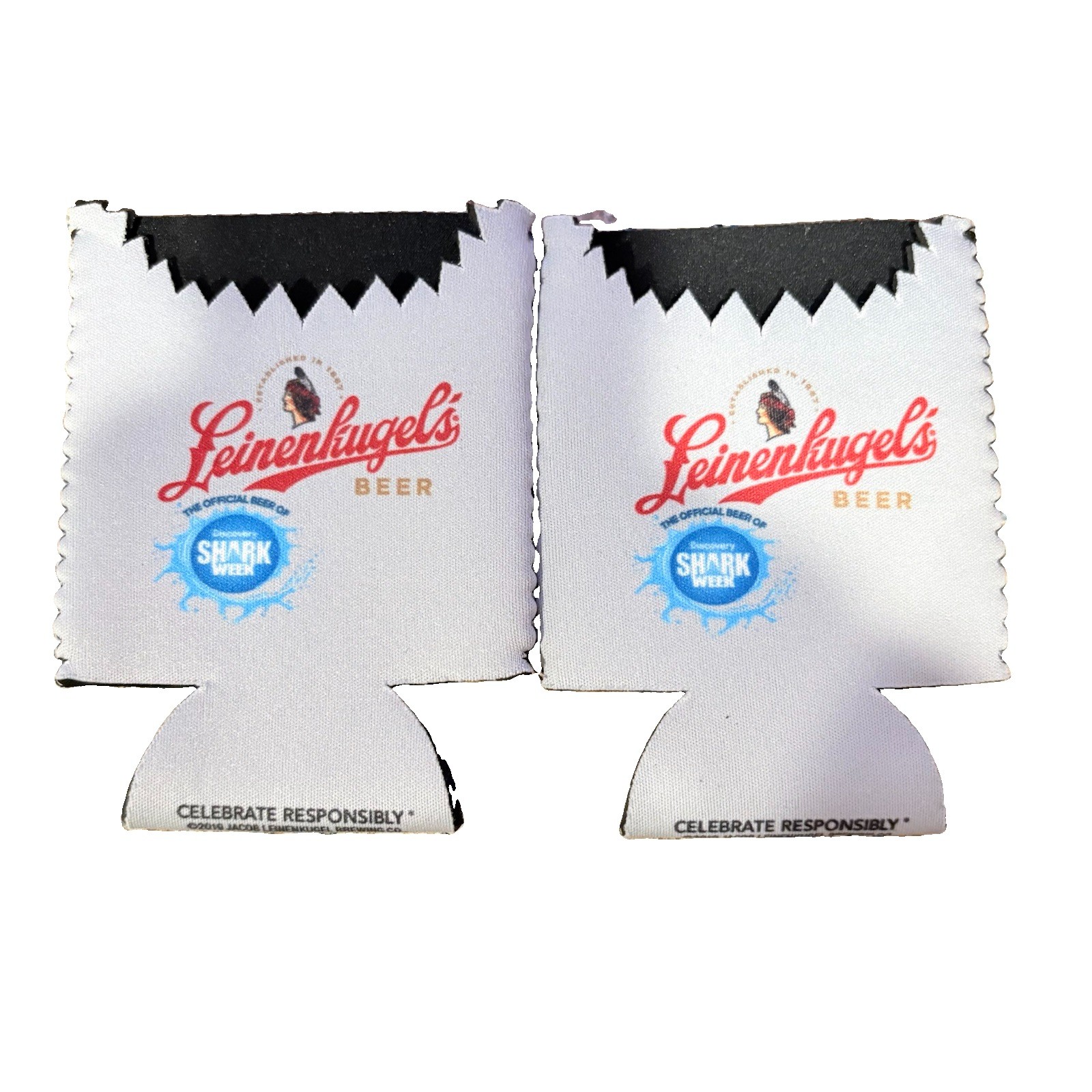 Leinenkugel\'s Beer Koozie “Shark Week” Promotional Set Of 2 Excellent Condition