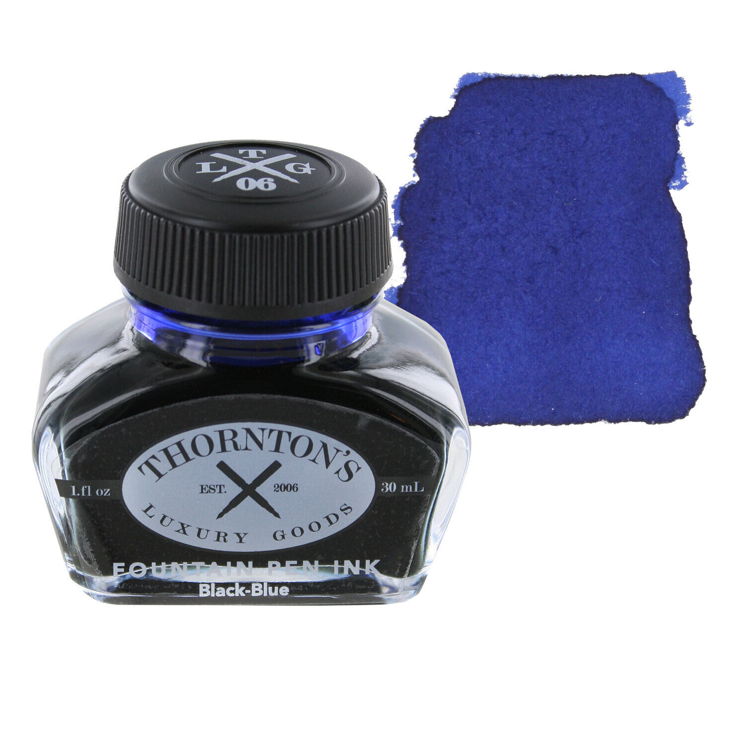 Thornton's Luxury Goods Fountain Pen Ink Bottle, 30ml - Black-Blue, 3 Pack