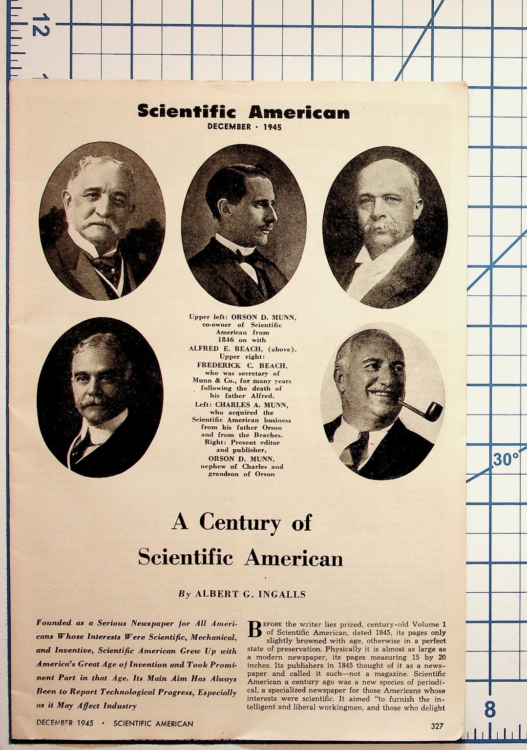 1945 Scientific American Magazine Article A Century of History Ephemera
