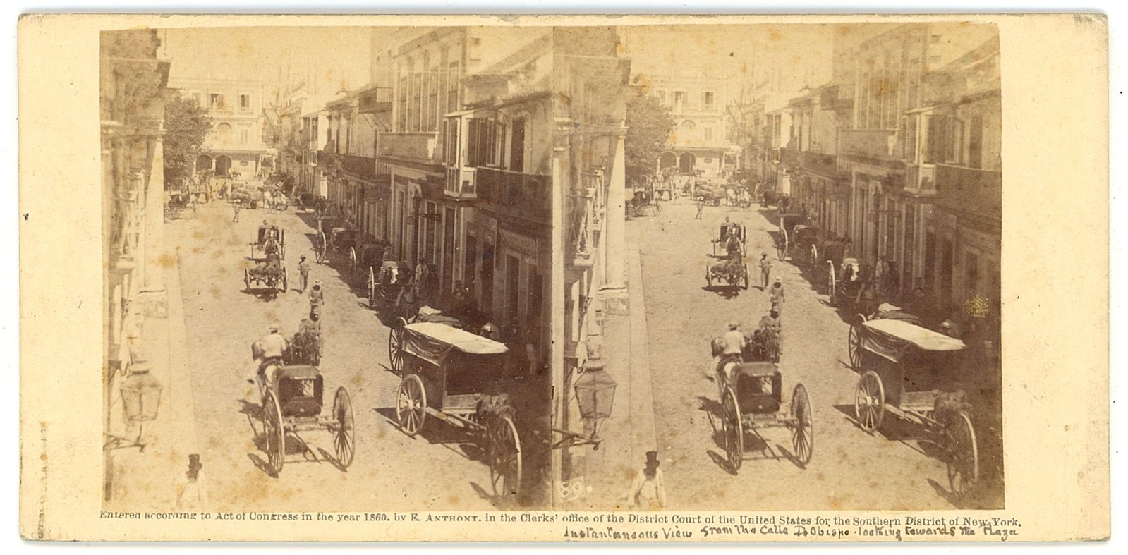 CUBA STEREOVIEW - Havana - Calle de Obispo - E Anthony 1860s EARLY