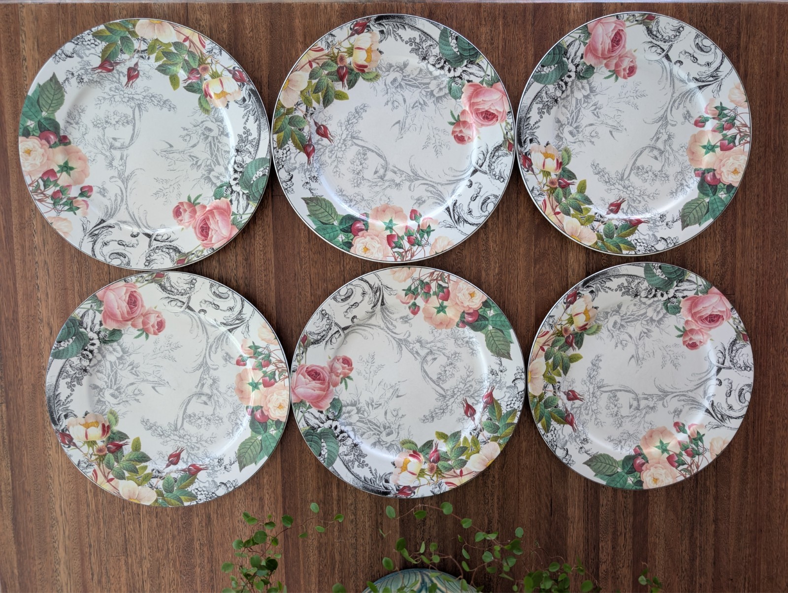 Set of 6 American Atelier Rose Toile 10 1/2\ Set of 6 American Atelier Rose Toile 10 1/2\