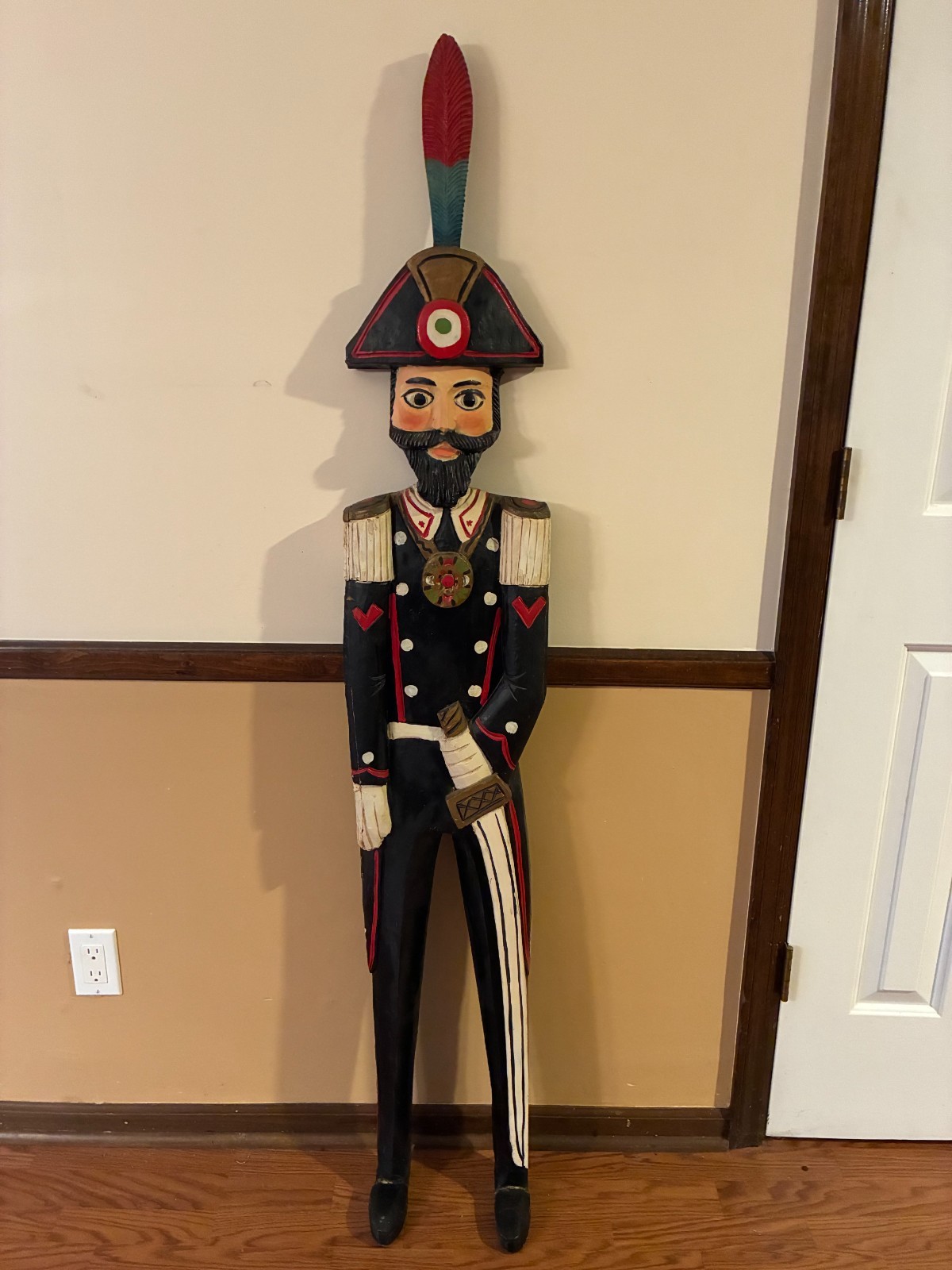 Vintage Italian Carabinieri Carved Wooden Statue