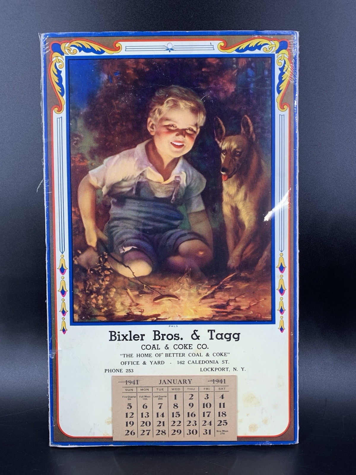 Vintage 1941 Bixler Bros. & Tagg Coal & Coke Co. Advertising Calendar “Pals” NOS