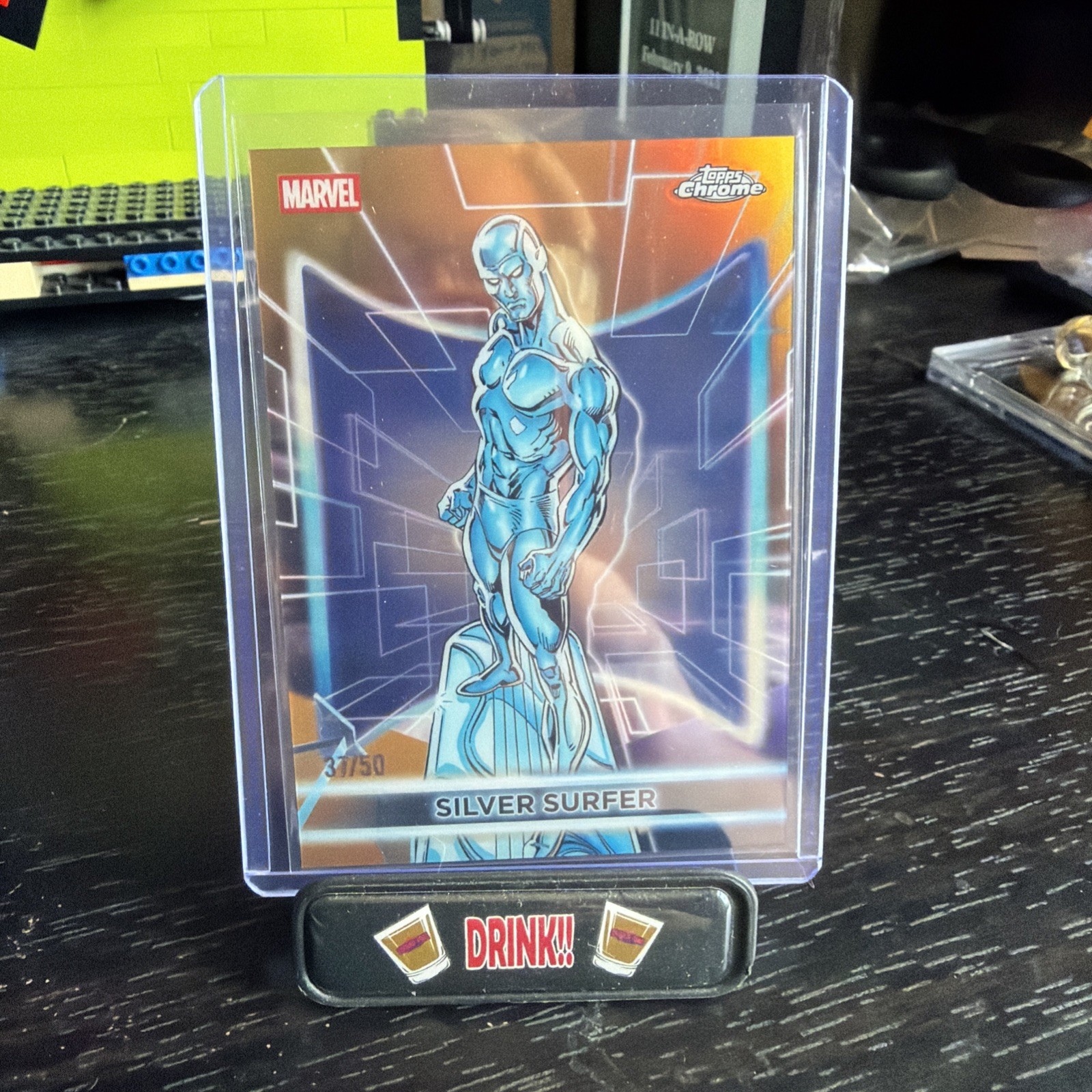 2026 Topps Marvel Neon Silver Surfer Chrome Neon Etch Gold Refractor 37/50 #34 2026 Topps Marvel Neon Silver Surfer Chrome Neon Etch Gold Refractor 37/50 #34