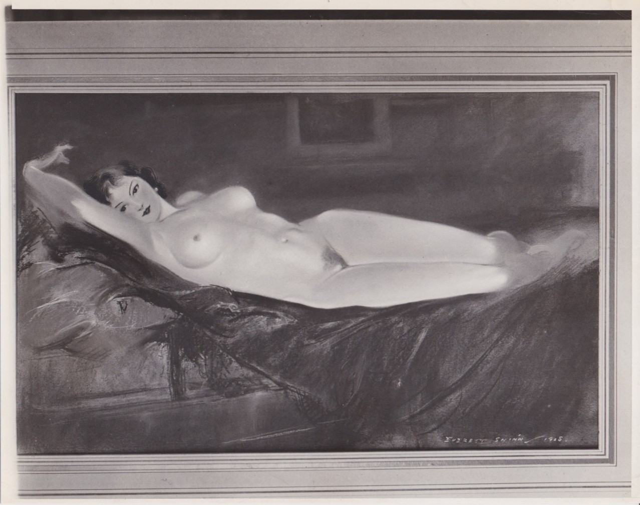 1928 Press Photo View of Artist Everett Shinn's Nude Painting 