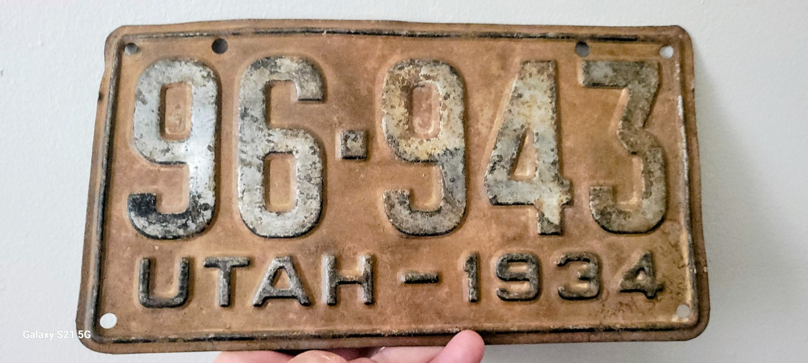 1934 Utah License Plate Original Antique Pre-War Automobile Car Tag SCARCE 