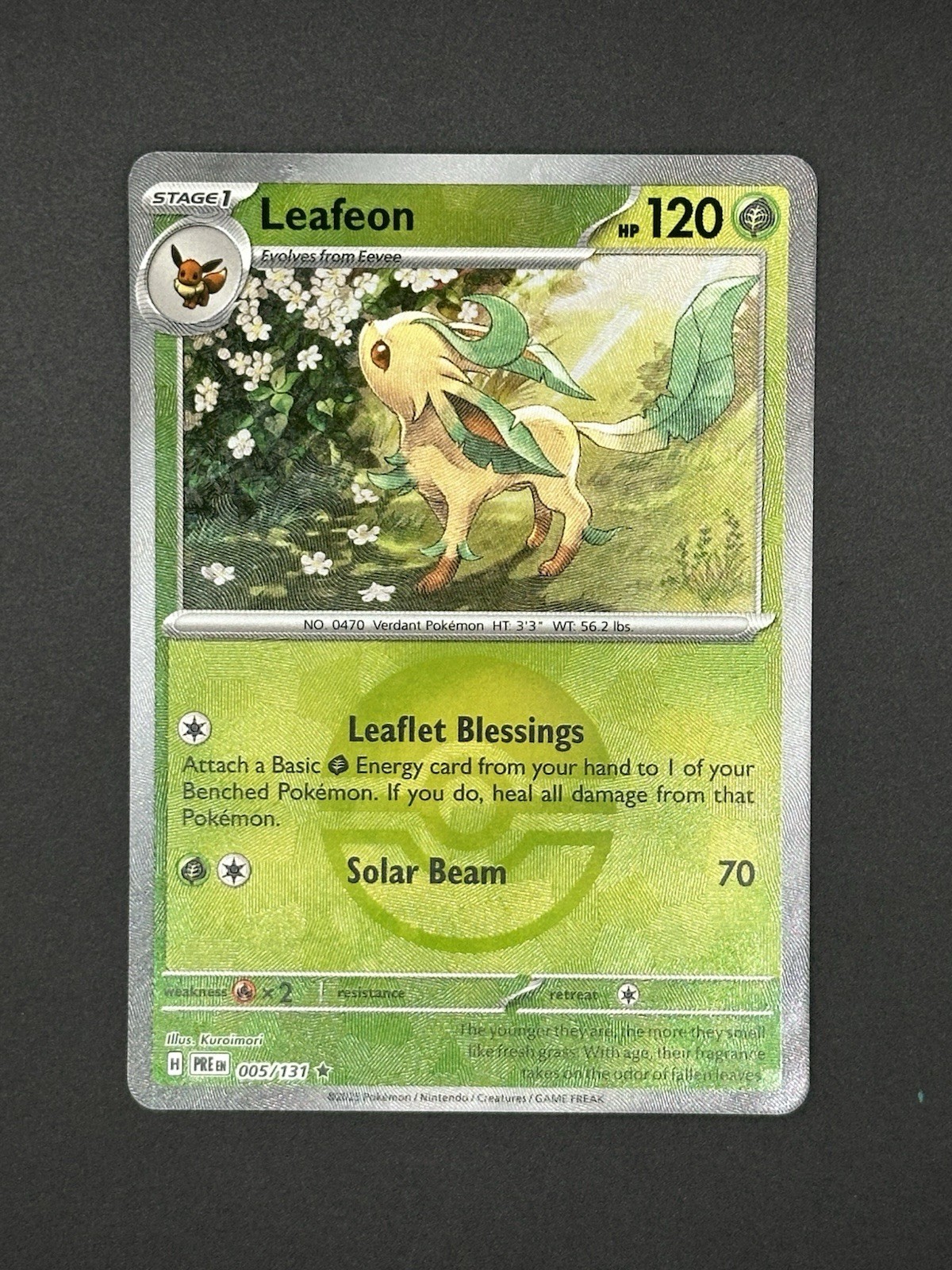 Leafeon 005/131 Poke Ball Reverse Holo Pokemon TCG Prismatic Evolutions Leafeon 005/131 Poke Ball Reverse Holo Pokemon TCG Prismatic Evolutions