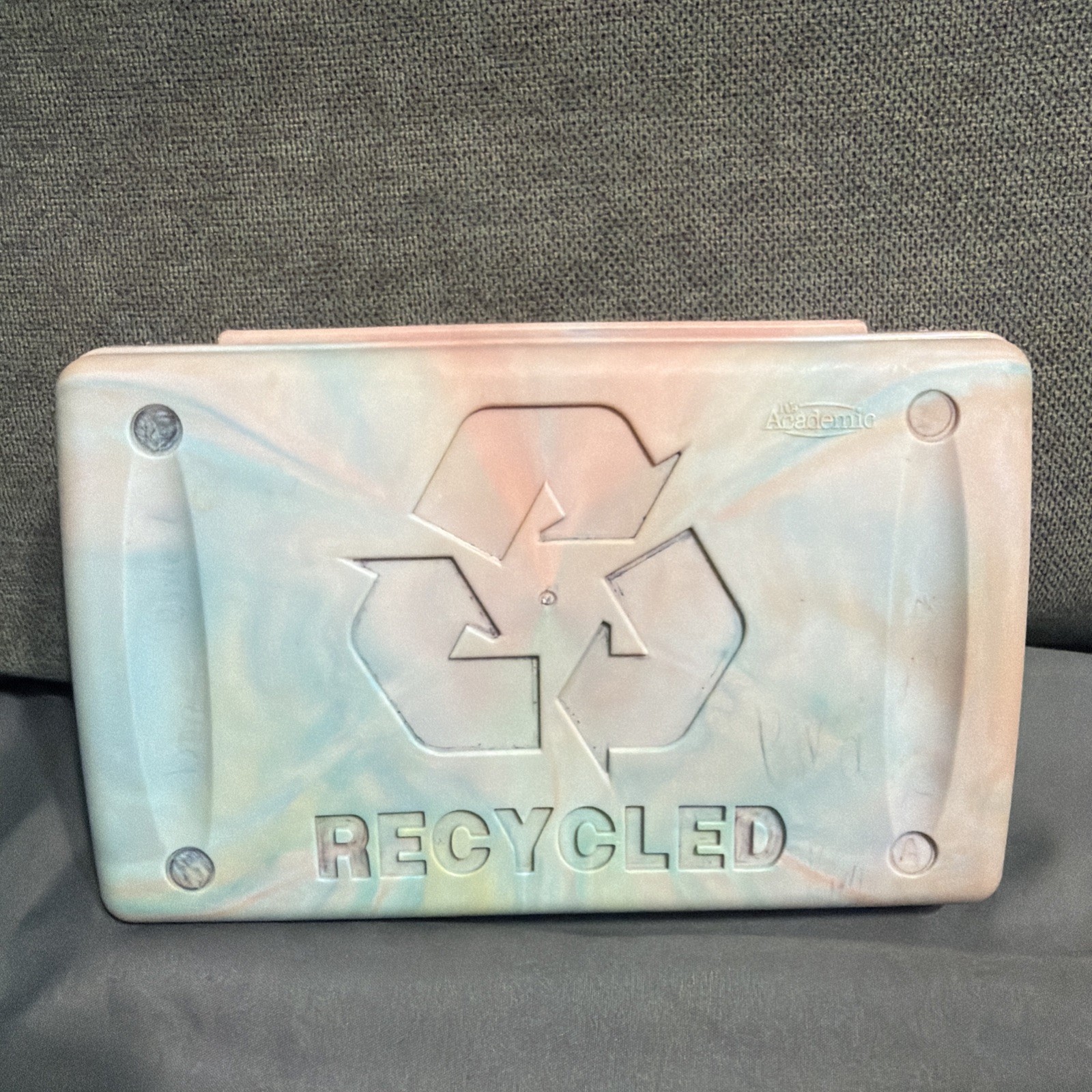 Vintage Academics Plastic Pencil Case Box recycled swirl green color old school Vintage Academics Plastic Pencil Case Box recycled swirl green color old school