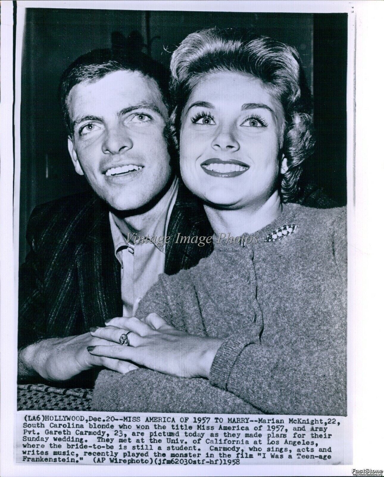 1958 Marian Mcknight Miss America 1957 Private Carmody Pageant Wirephoto 8x10