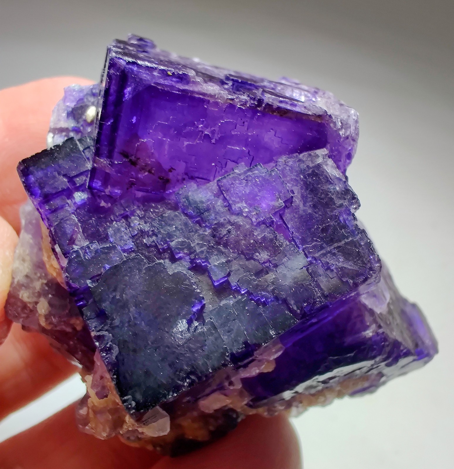 Fluorite crystals with Calcite, fluorescent. Muzquiz, Mexico. 86 grams. Fluorite crystals with Calcite, fluorescent. Muzquiz, Mexico. 86 grams.