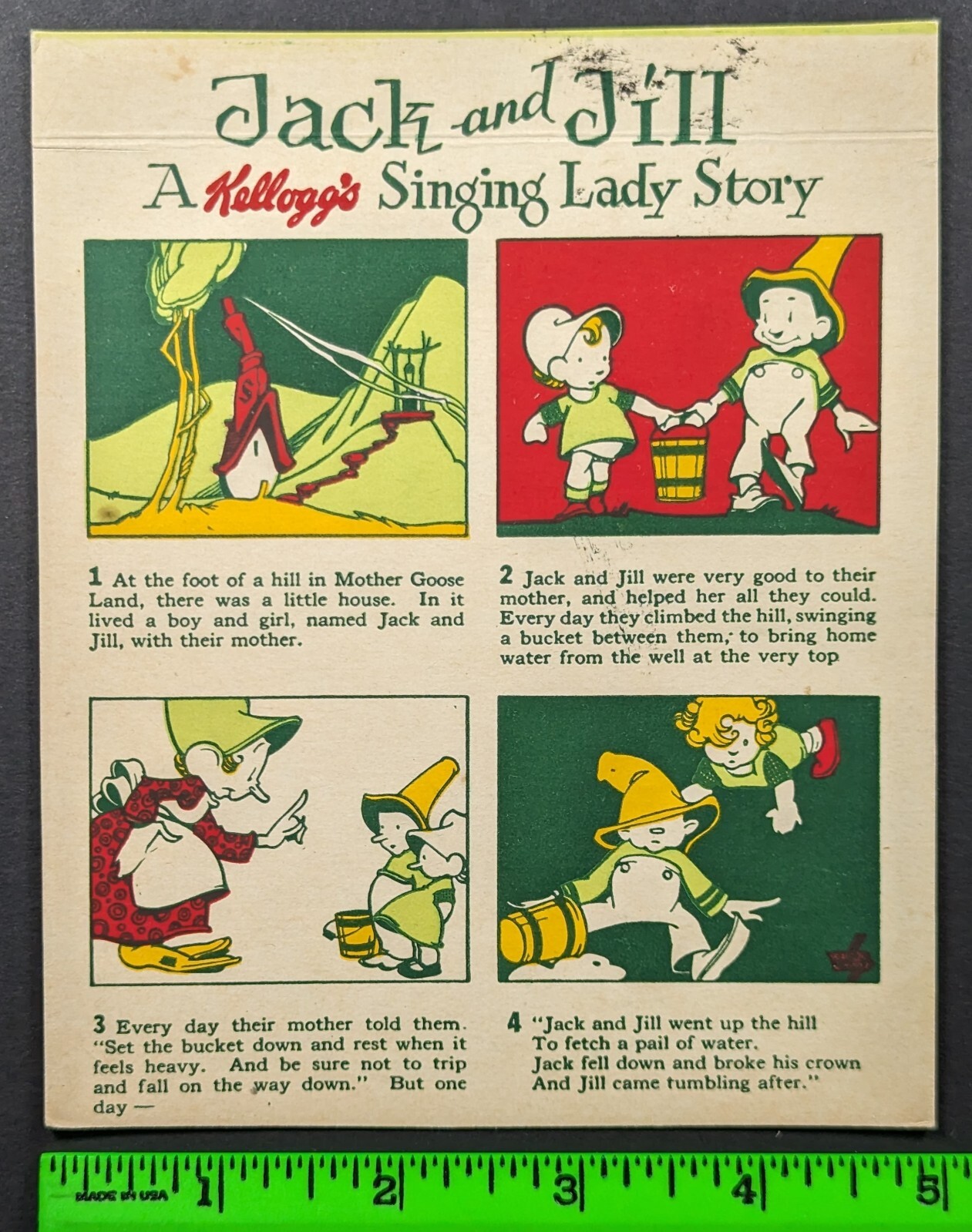 Vintage 1930's Kellogg's Jack and Jill Uncut 4 Card Box Panel Vintage 1930's Kellogg's Jack and Jill Uncut 4 Card Box Panel