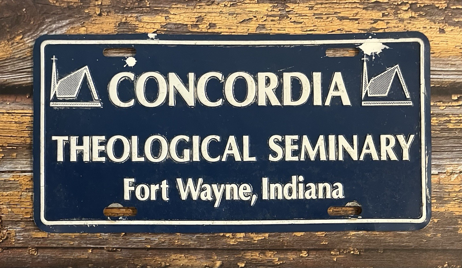 Vintage CONCORDIA THEOLOGICAL SEMINARY Booster License Plate Fort Wayne Indiana Vintage CONCORDIA THEOLOGICAL SEMINARY Booster License Plate Fort Wayne Indiana