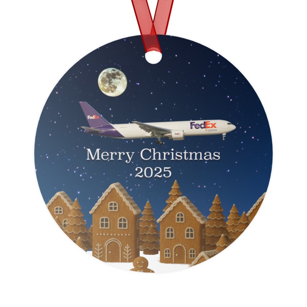 FedEx 767 Merry Christmas 2025 - Metal Ornament FedEx 767 Merry Christmas 2025 - Metal Ornament