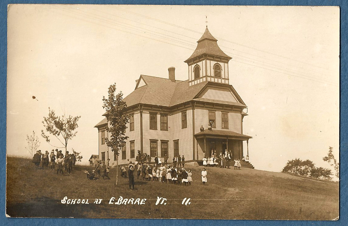 1313 RPPC c1910 Real Photo Postcard Old School Building East Barre Vt