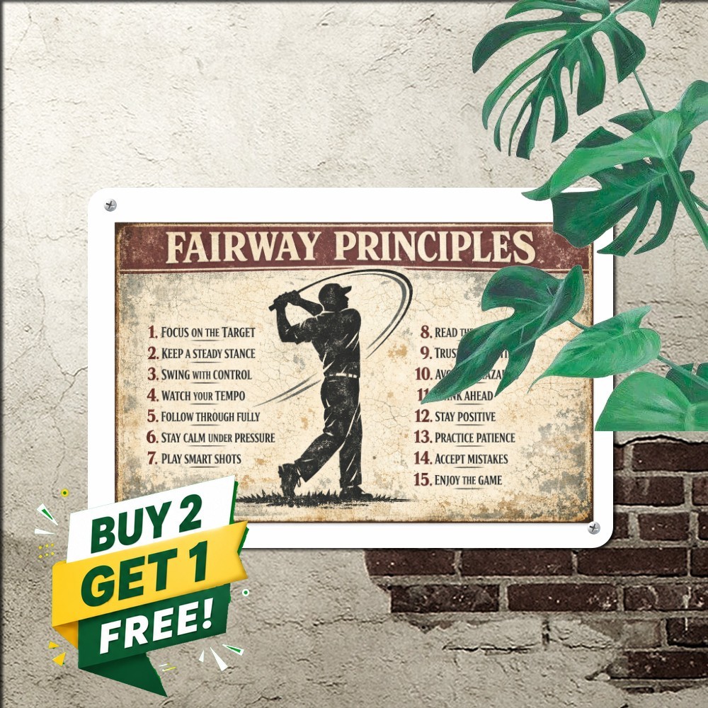 Golf Life Lessons Retro Tin Sign Sarcastic Country Club Decor Metal Plaque 8x12