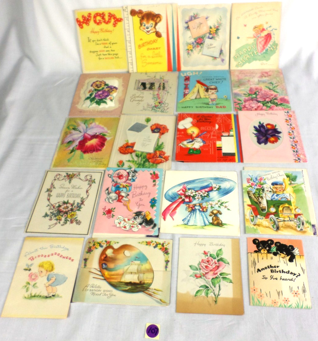 20 Vintage 1940 -50\'s Happy Birthday Boy, Girl, Parents Greeting Cards Used Nice 20 Vintage 1940 -50\'s Happy Birthday Boy, Girl, Parents Greeting Cards Used Nice