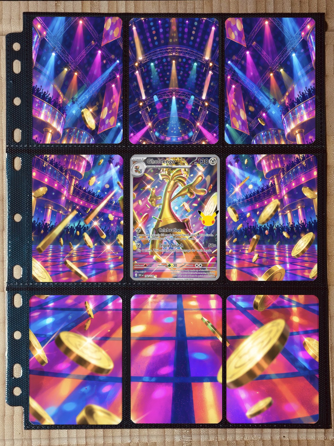 Pokémon Gholdengo 142/128 Extended Art Binder Insert | 3x3 9-Pocket