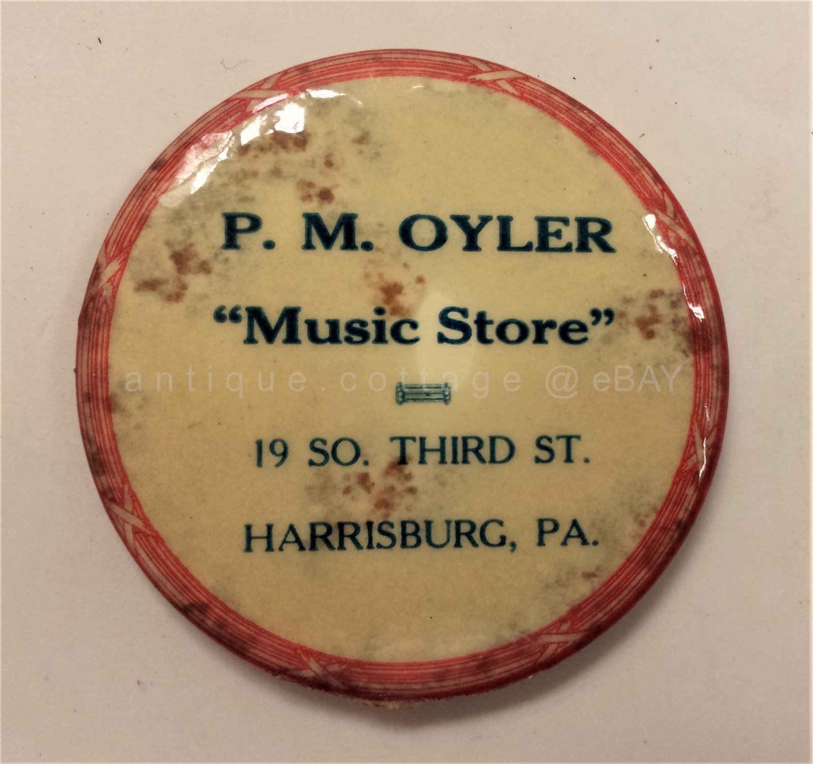 antique PM OYLER harrisburg pa POCKET MIRROR MUSIC STORE advertising