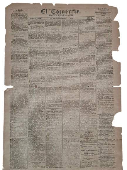 El Comercio Newspaper 1878 Original - Historical Collection