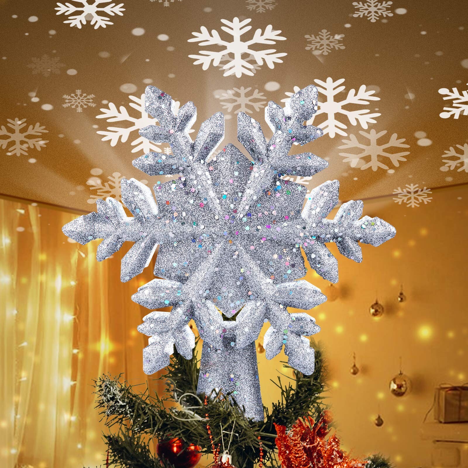 Christmas Tree Topper Projector Snowflake Christmas Tree Christmas Tree Topper Projector Snowflake Christmas Tree