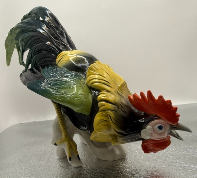 Vintage Karl Ens Volkstedt German Porcelain Rooster Figurine -Hand Painted
