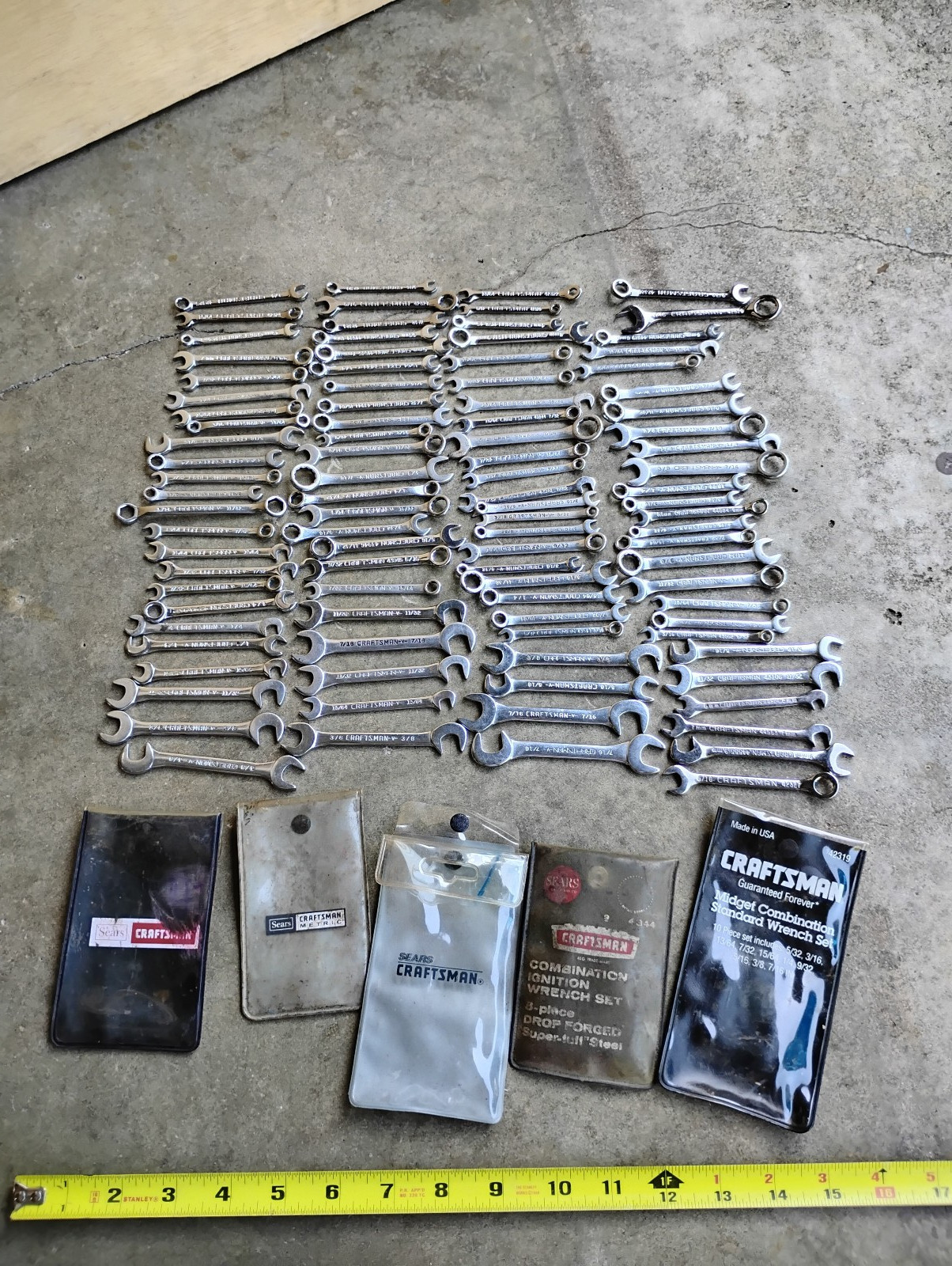 Lot of 98 Craftsman U.S.A. Metric & SAE Combination & Ignition Wrenches Plus