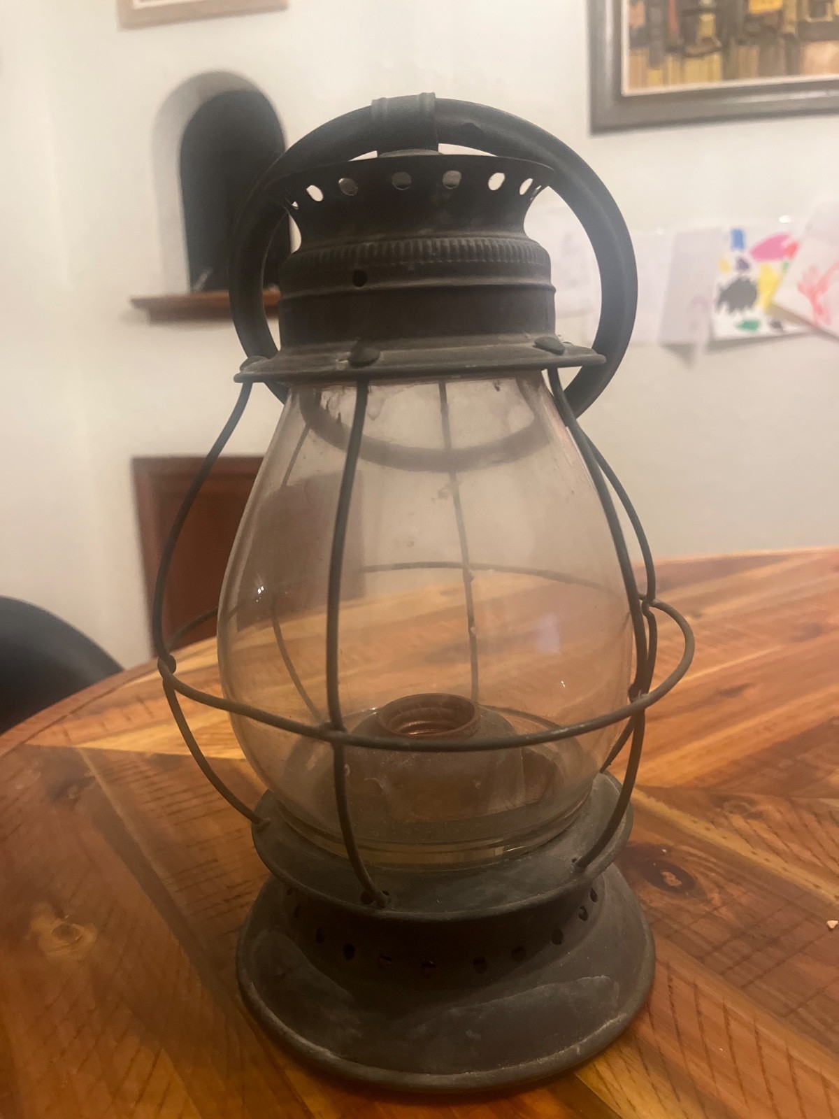 D.D. Miller Manufacture Antique Brass Railroad Lantern READ