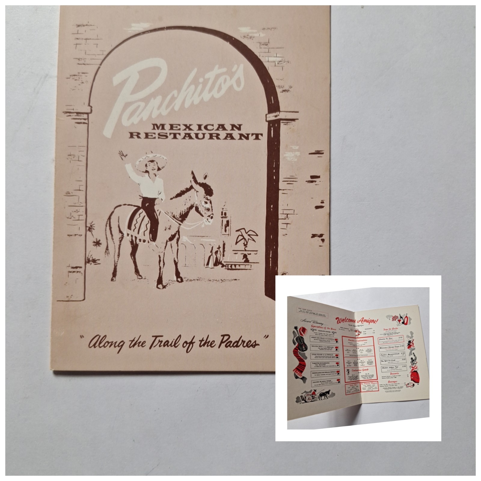 Vtg San Gabriel CA Panchitos Mexican Restaurant Fold out Postcard Vtg San Gabriel CA Panchitos Mexican Restaurant Fold out Postcard
