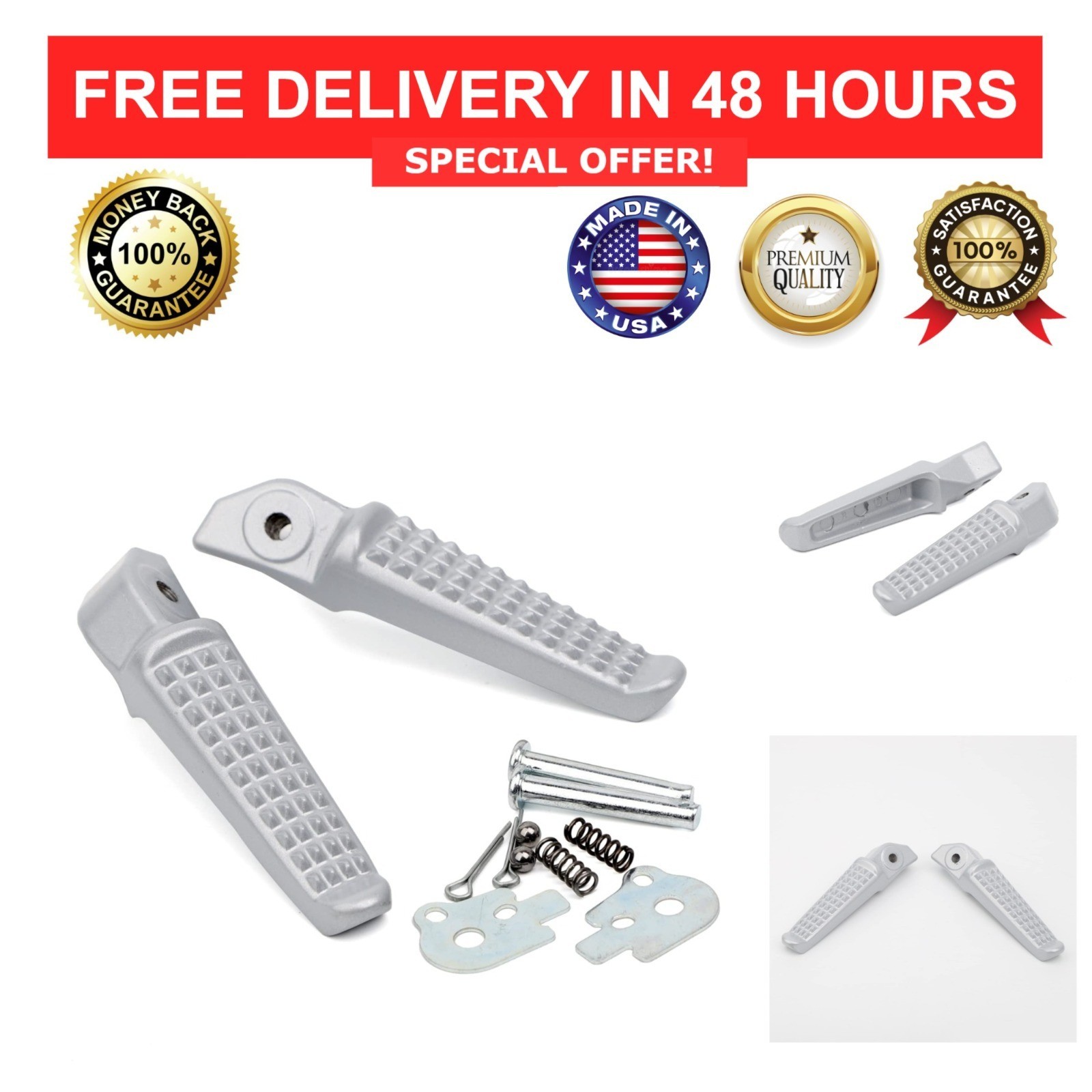 Motorcycle Foot Pegs for Honda Grom MSX125 CBR600 CBR1000 Aluminum Alloy Silver