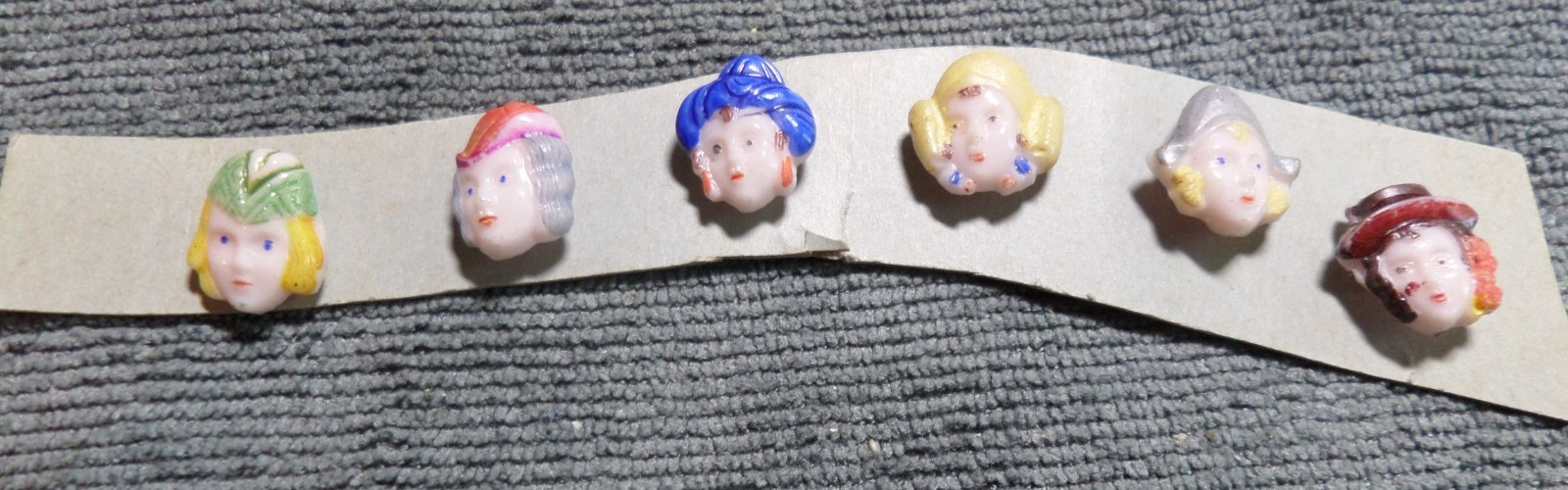 6 Vintage Antique Set of Glass Buttons GIRL FACES FROM AROUND THE WORLD 6 Vintage Antique Set of Glass Buttons GIRL FACES FROM AROUND THE WORLD