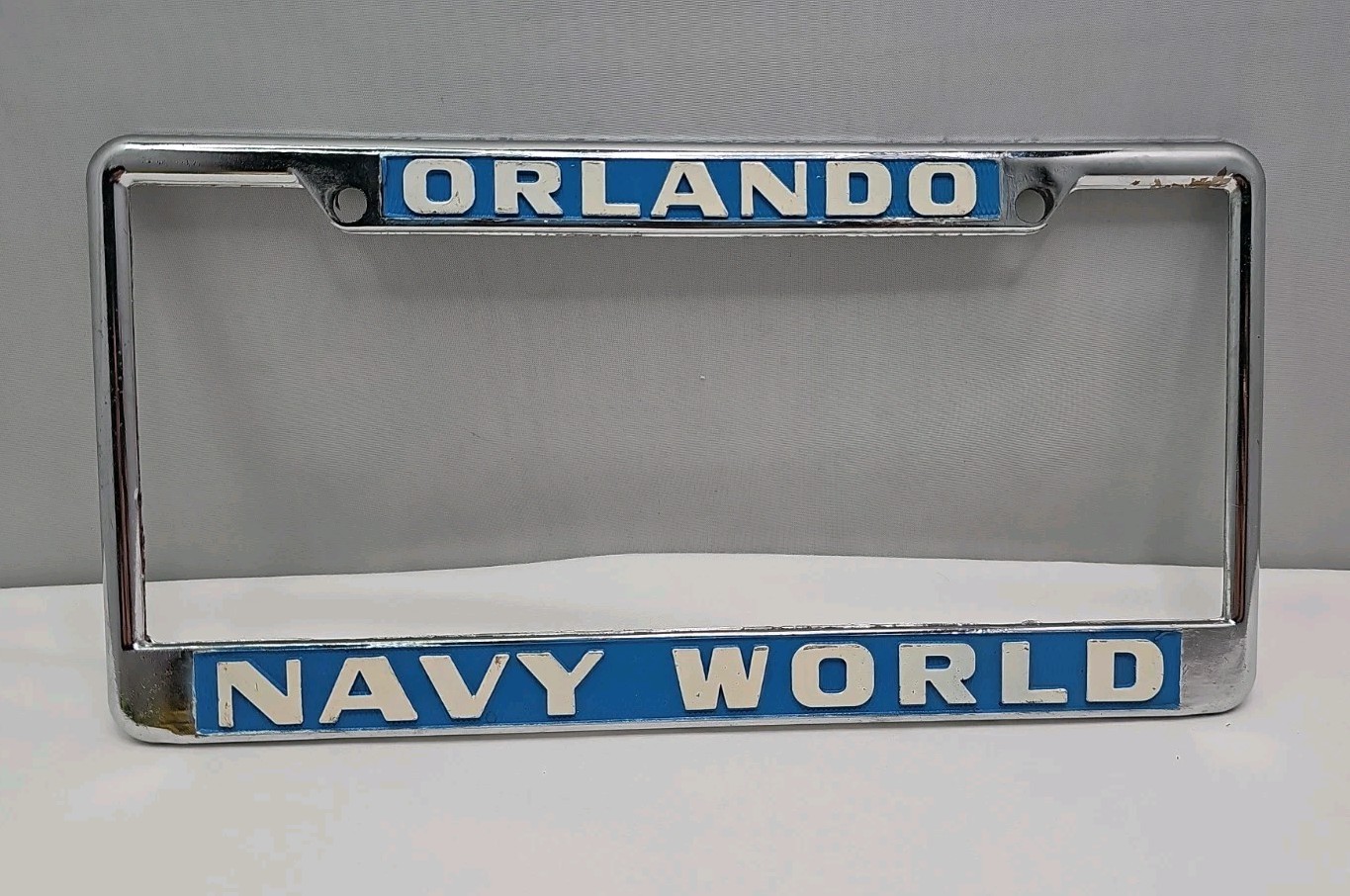 RARE Orlando Florida Vintage Navy World License Plate Frame