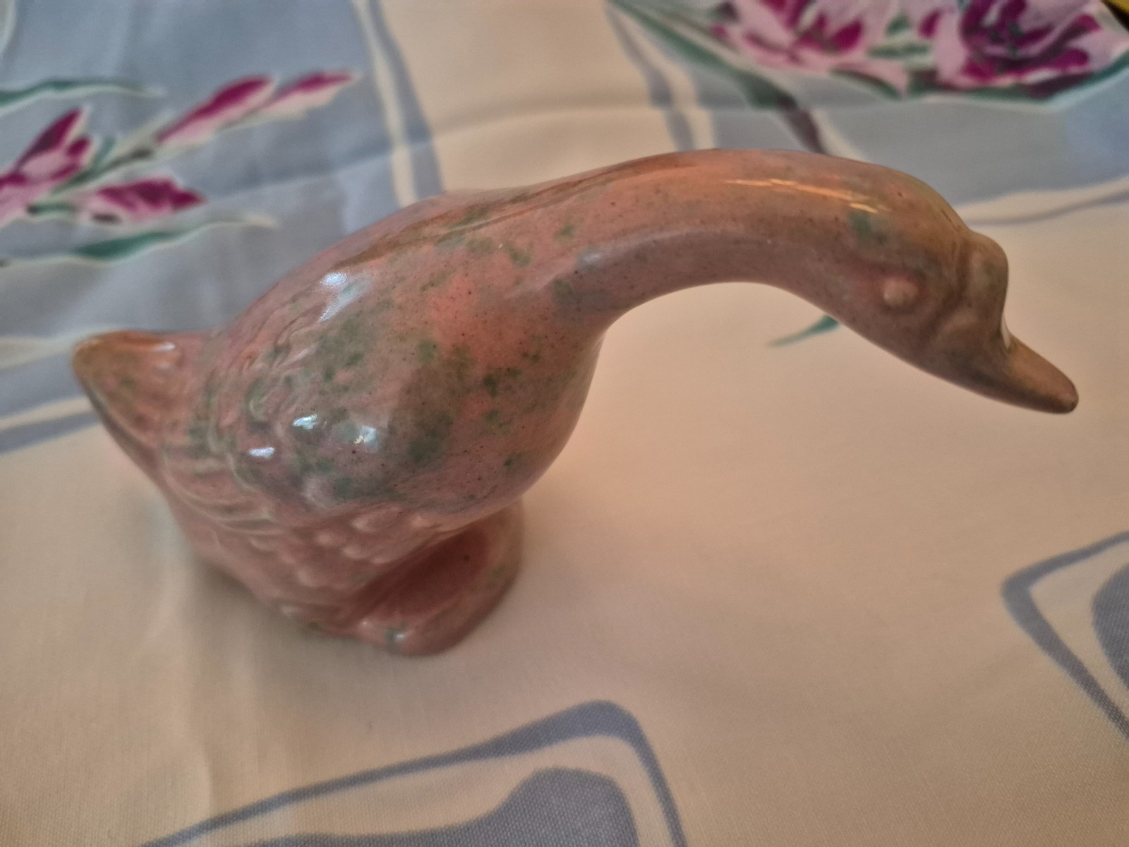 Vintage Pink Ceramic Goose Figurine  c.1950s