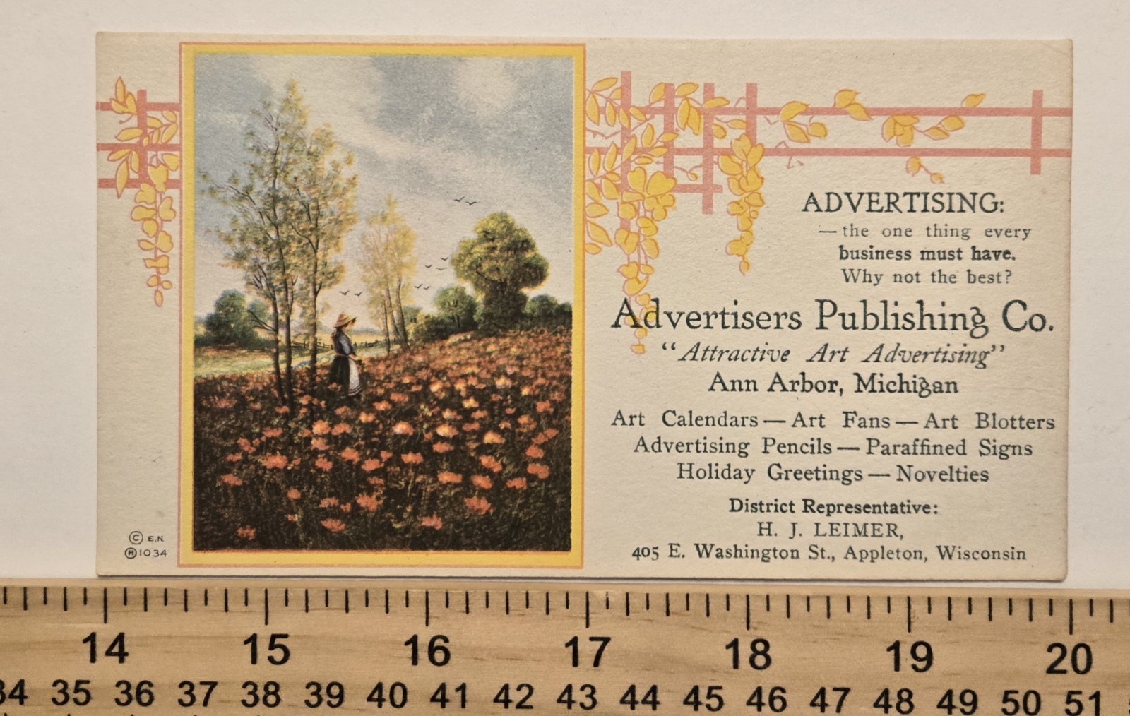 c.1930s Advertisers Publishing Co Ann Arbor Advertising Trade Card Appleton WI