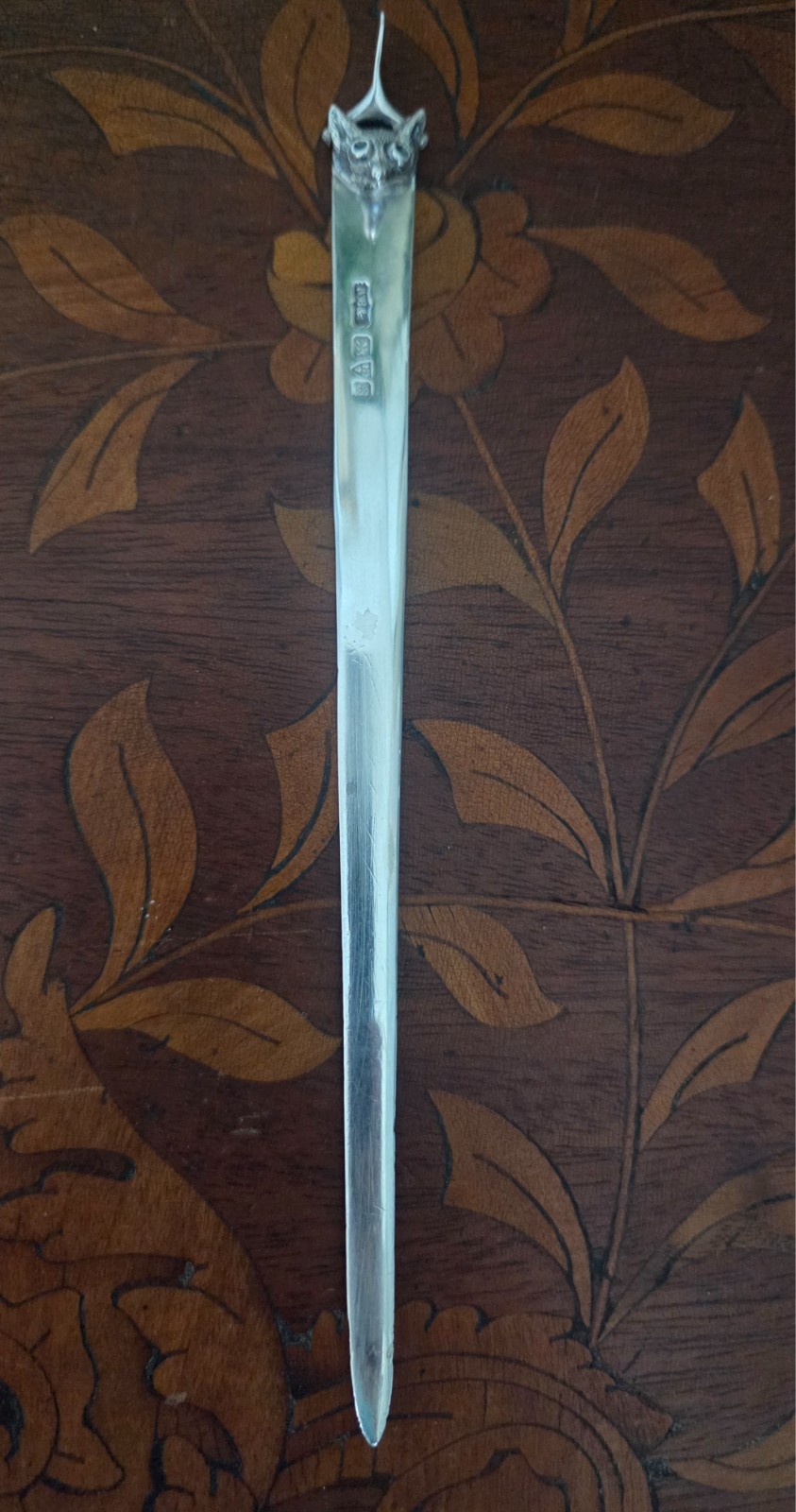 Antique Sterling Silver Fox Letter Opener - Andrew Barrett & Sons Dual Hallmarks