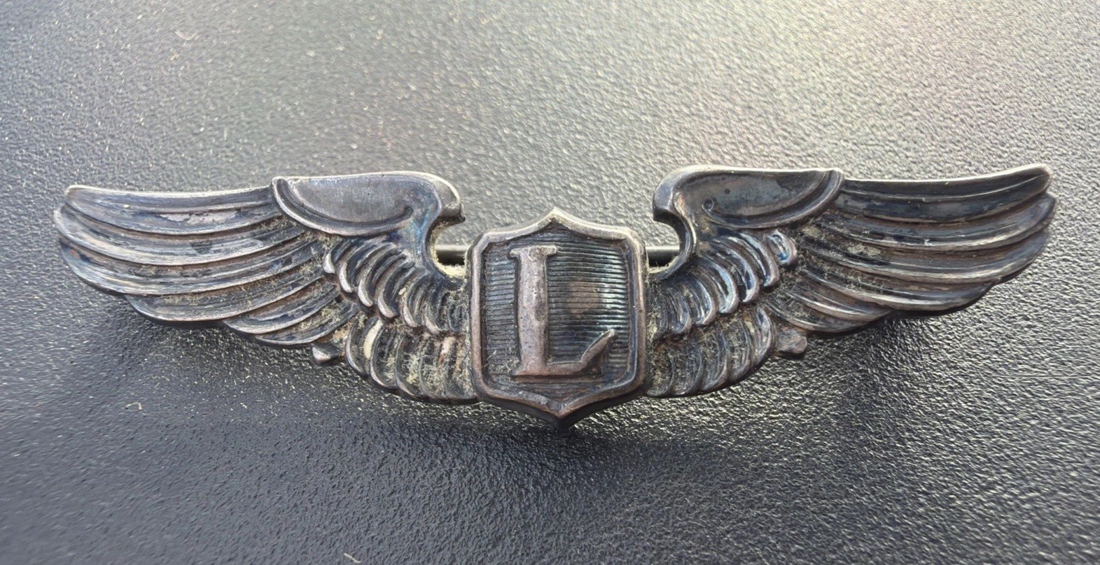 WWII U.S. ARMY AIR CORPS LIAISON STERLING SILVER PILOT WINGS BADGE AMICO
