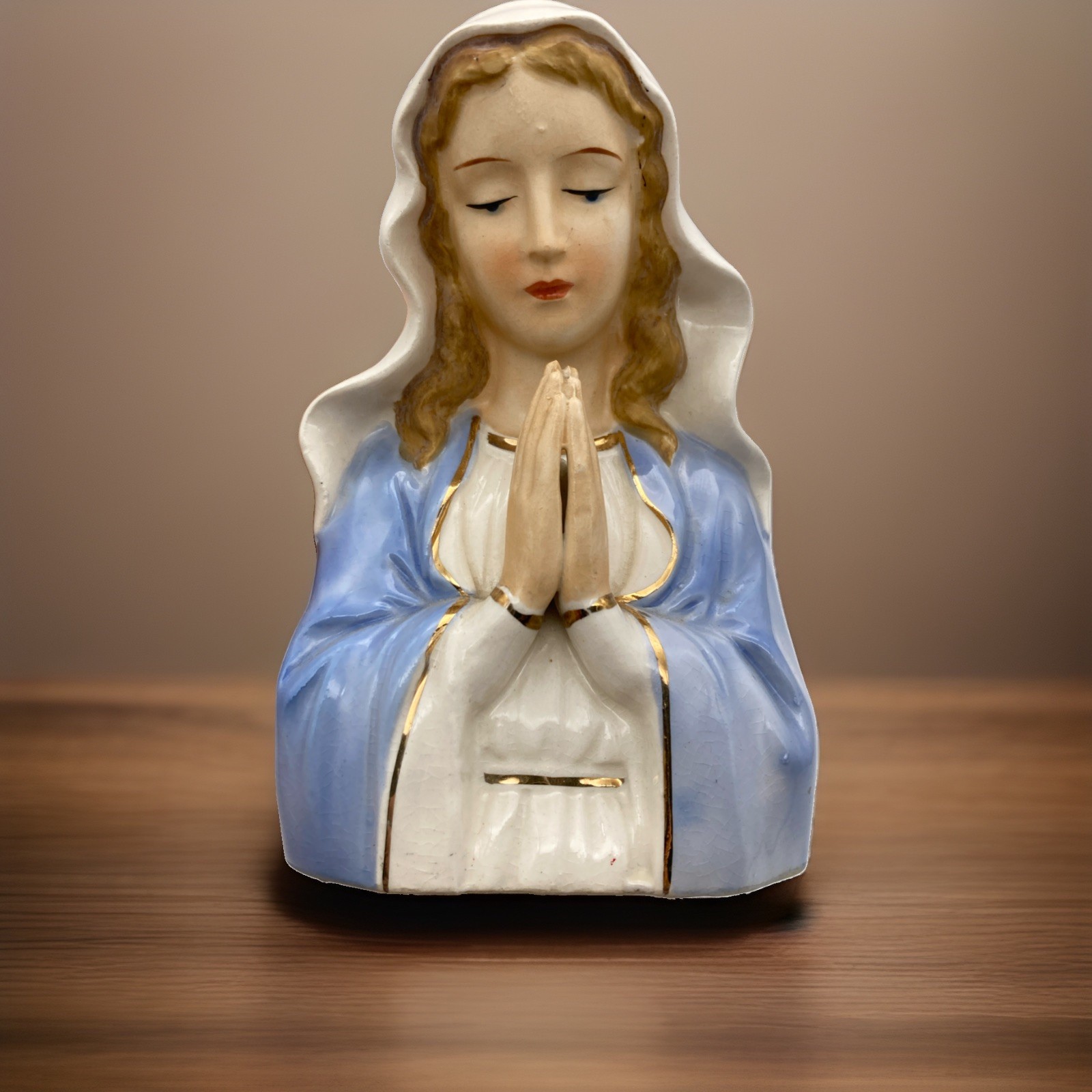 Vintage Relpo Virgin Mary Madonna Ceramic Planter Catholic Religious Figurine 5” Vintage Relpo Virgin Mary Madonna Ceramic Planter Catholic Religious Figurine 5”