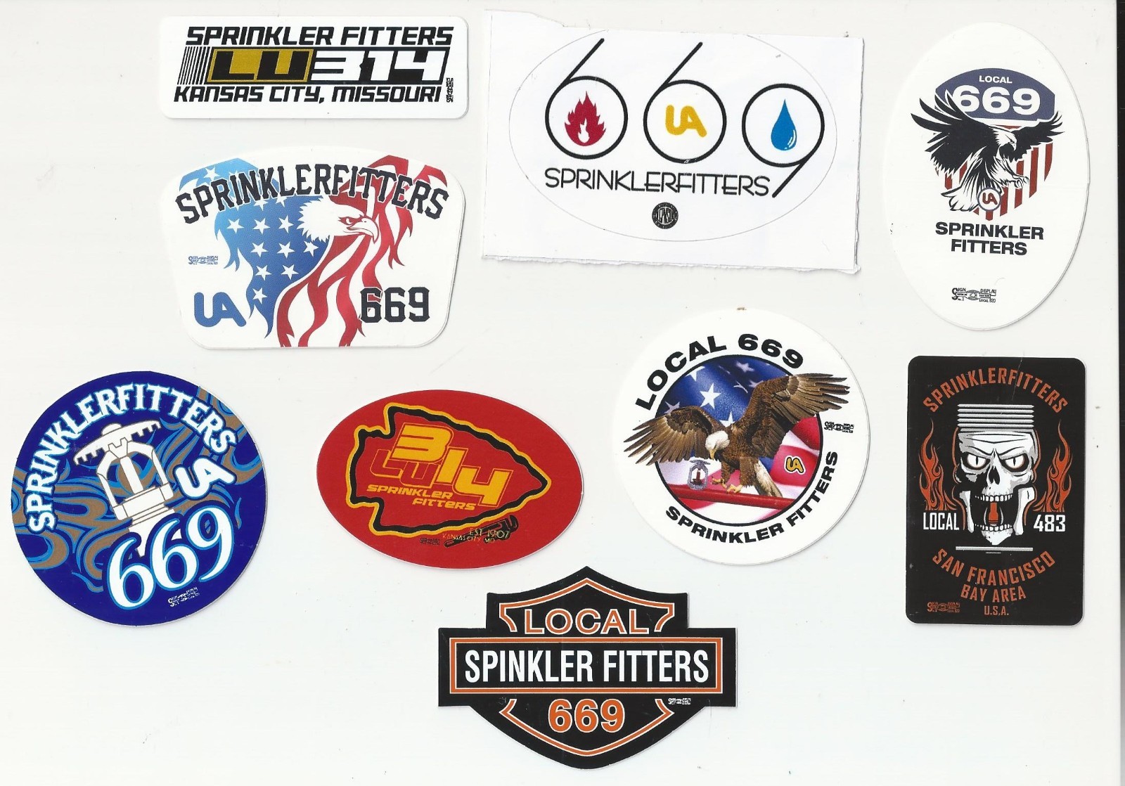 UA SPRINKLER FITTERS UNITED ASSOCIATION USA 669 ROAD Local UNION STICKER LOT
