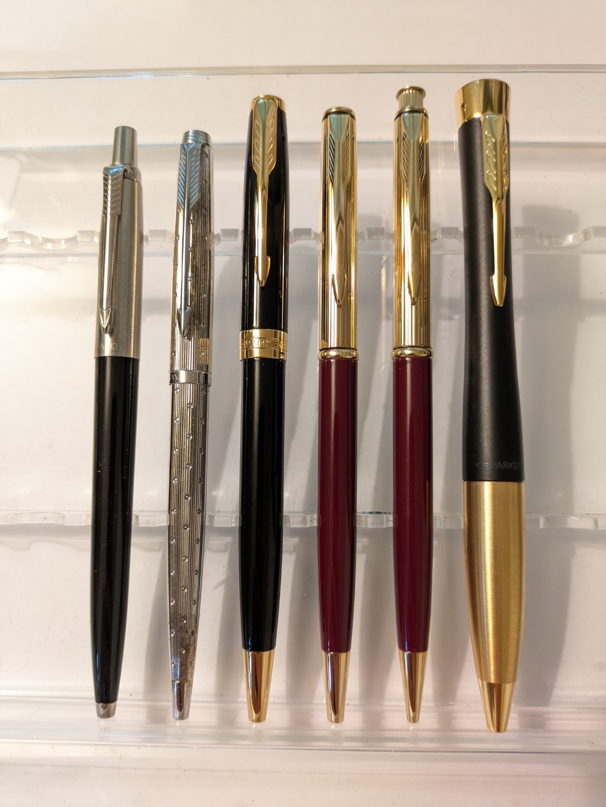 vtg 6x Parker Ballpoint Pen Pencil Lot - Need Refills - Striate 75