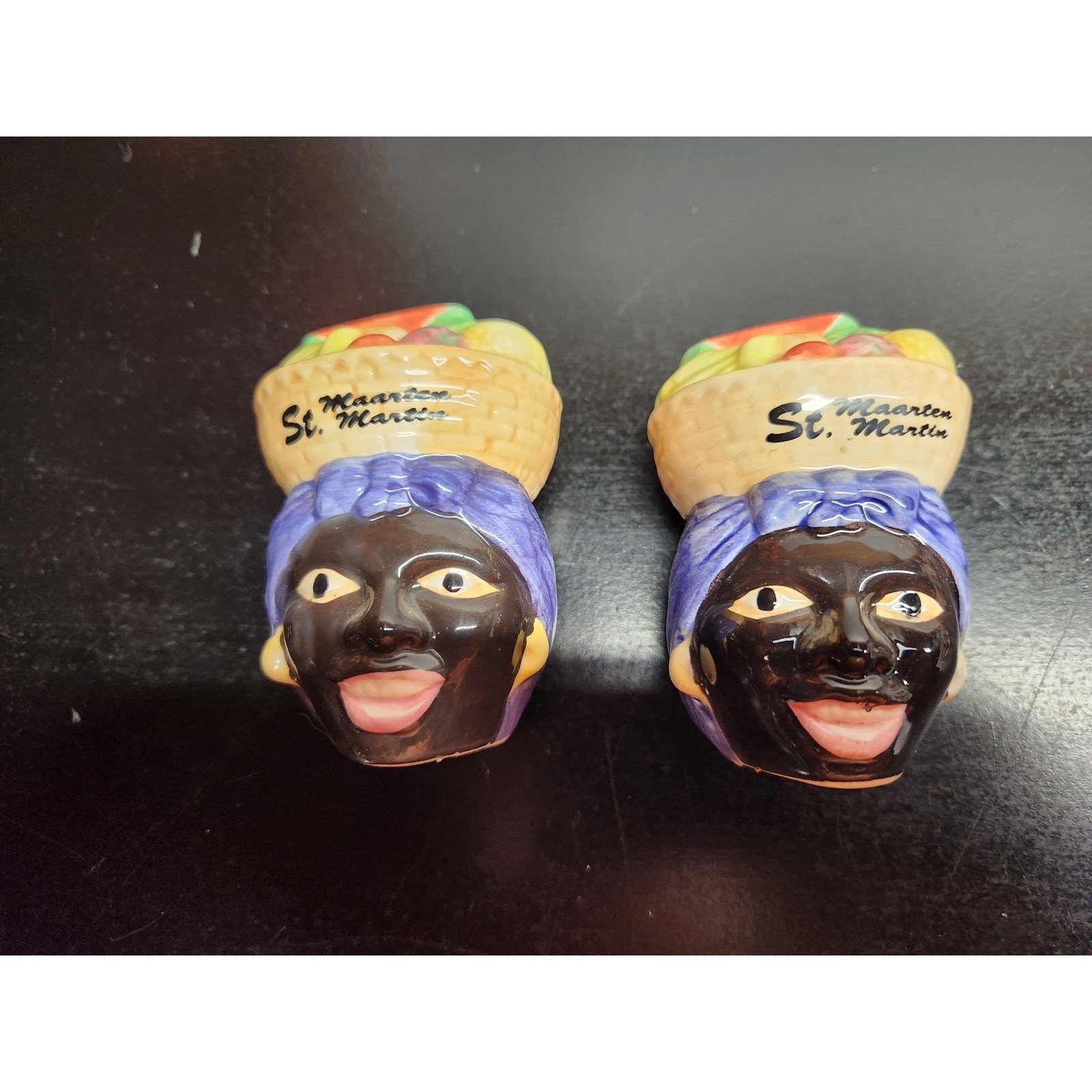 Vintage St Maarten Martin Souvenir Salt and Pepper Shakers Hand Painted Ceramic