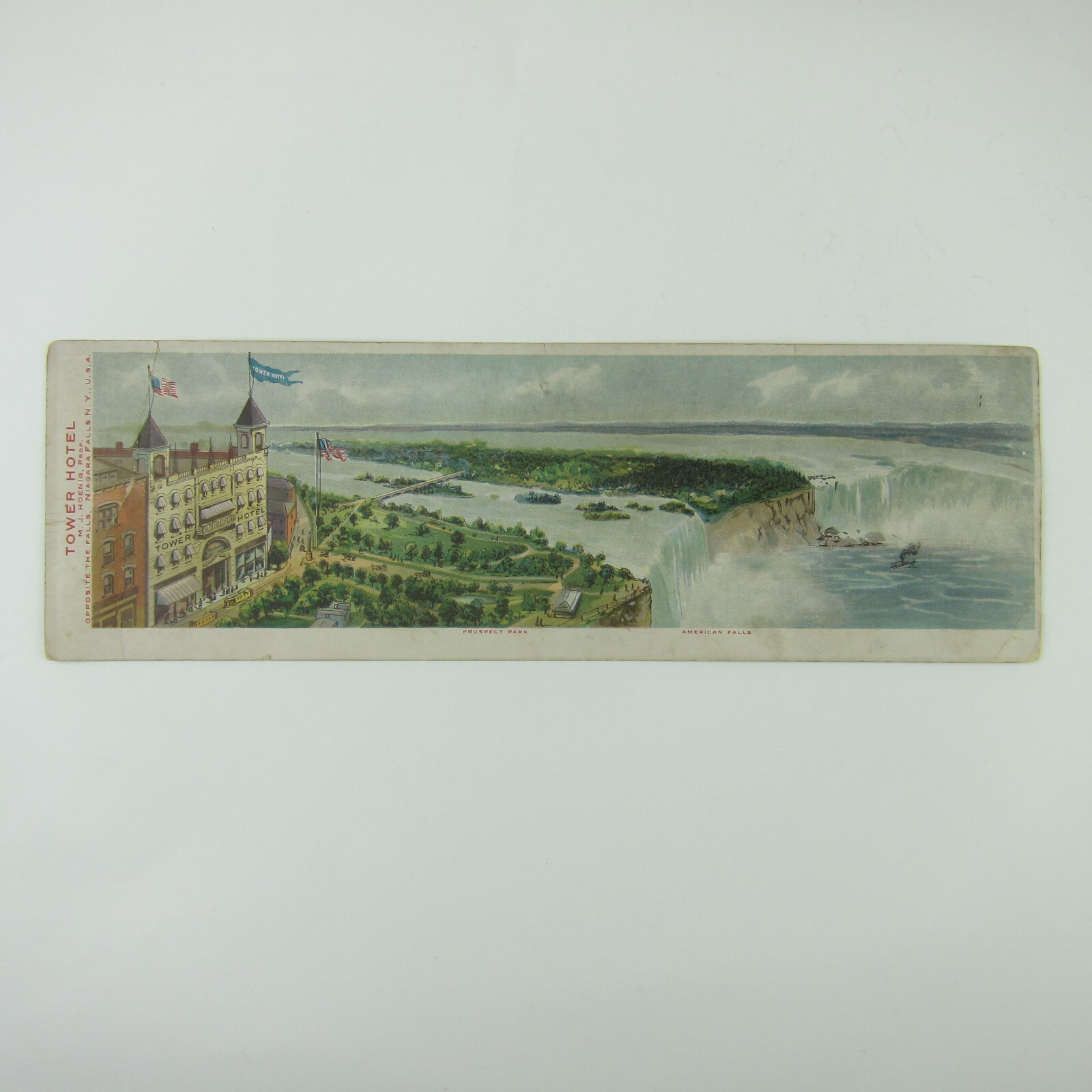 Private Postcard Panorama Niagara Falls Tower Hotel New York LARGE Antique RARE