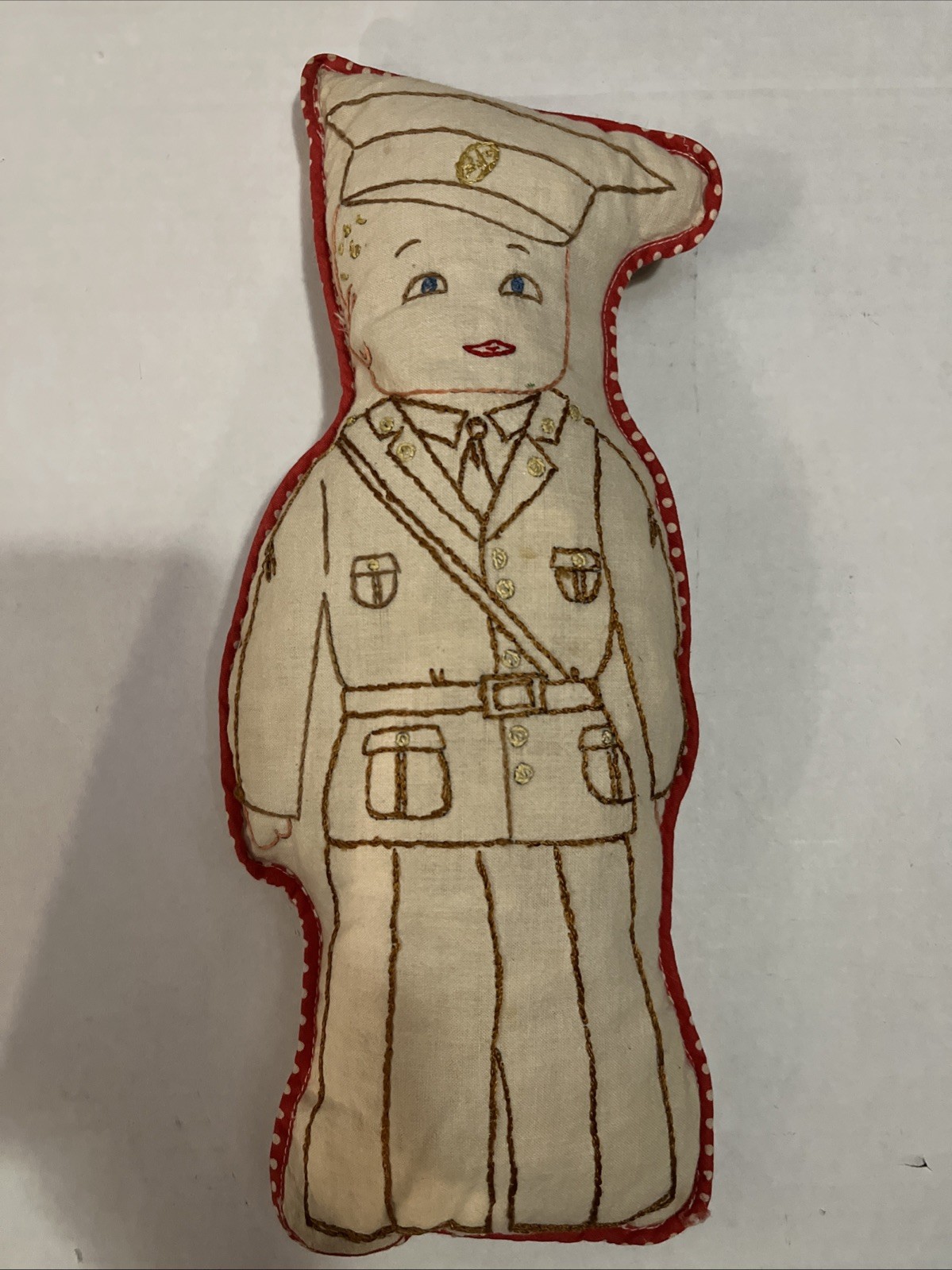 WW 11 -HANDMADE EMBROIDERED 1940’s CLOTH DOLL ARMY SOLDIER-822