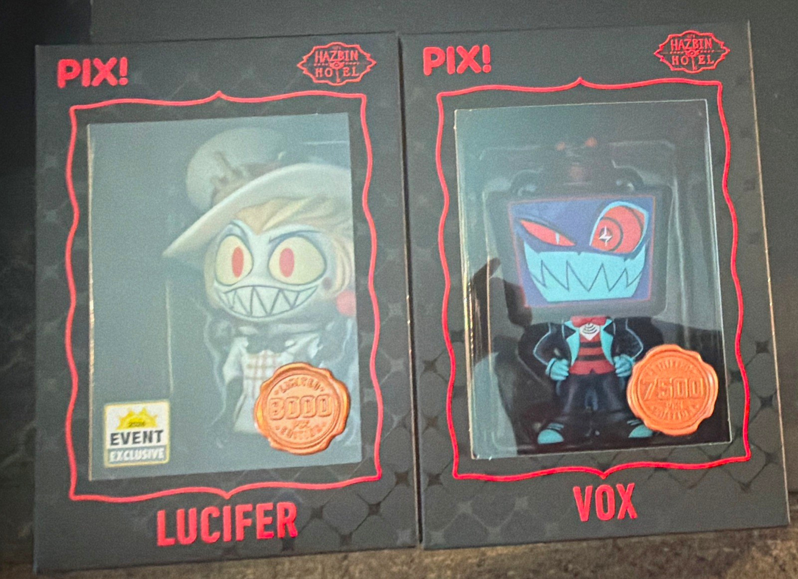 Thrilljoy PIX Hazbin Hotel Vox & Lucifer Vinyl Figures 2-Pack Limited Event Thrilljoy PIX Hazbin Hotel Vox & Lucifer Vinyl Figures 2-Pack Limited Event