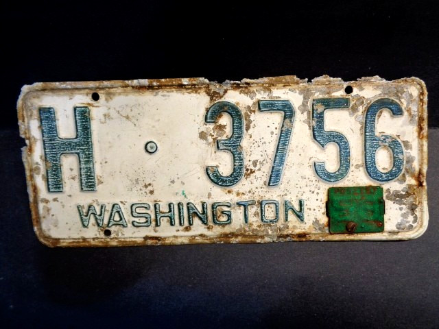 1950-1953  vintage  Washington State License Plate  Single ( # H-3756)