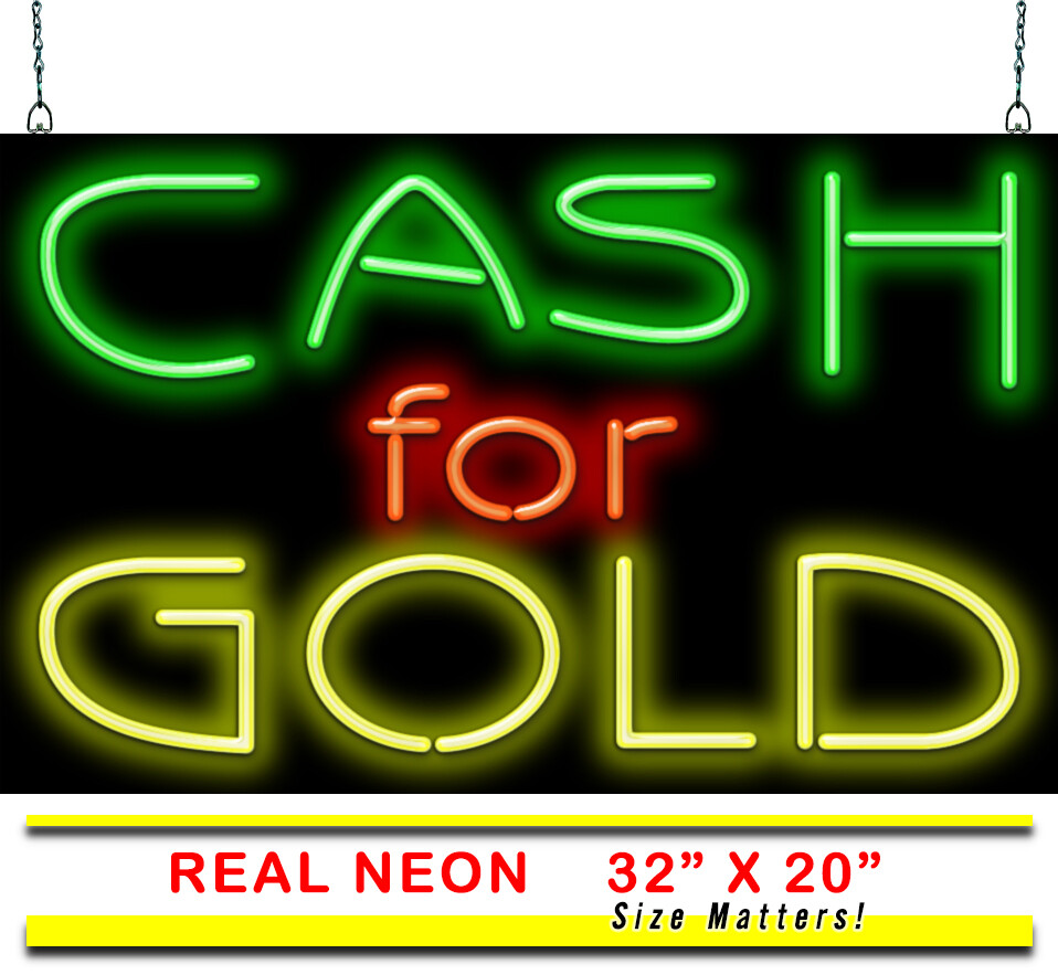 Large Cash For Gold Neon Sign | Jantec | 32 Large Cash For Gold Neon Sign | Jantec | 32