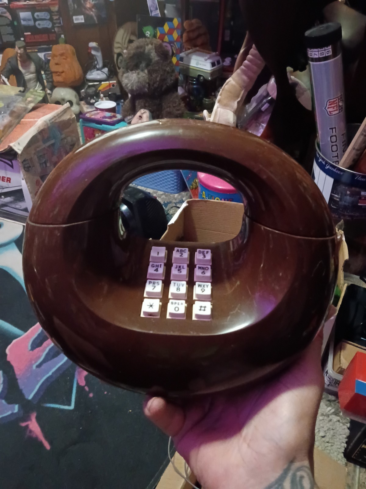 Vintage 70’s Western Electric Brown Sculptura Donut Telephone Groovy 1970s 